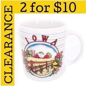 🟡 80s Iowa souvenir coffee mug 1980s vintage